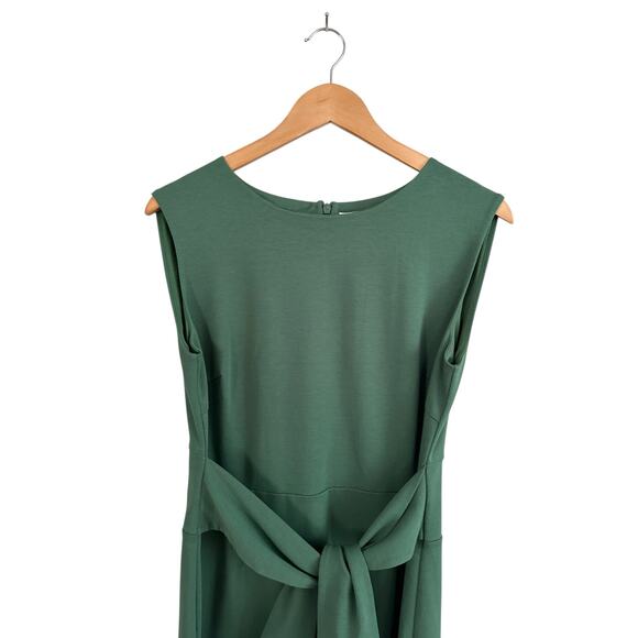 NEW Boden Jessica Green Ponte Knit Sleeveless Pencil Sheath Waist Tie Dress 10R - Picture 4 of 8